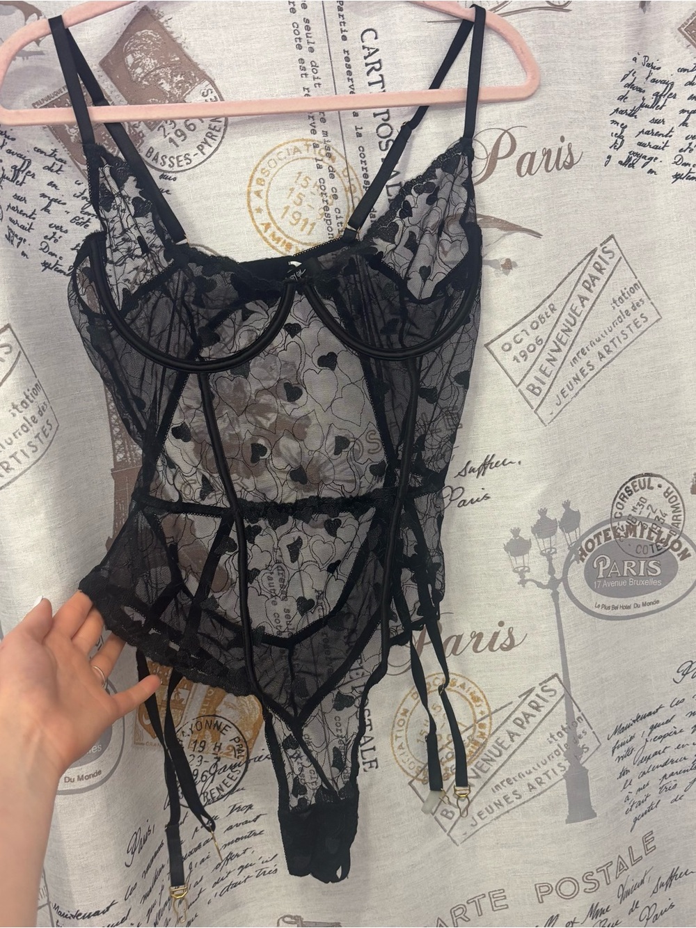 Nasty Gal black heart lace Bodysuit lingerie